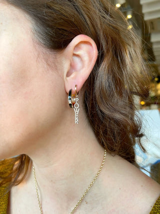 Disc Enamel & Diamond Hoop Earrings in Yellow Gold
