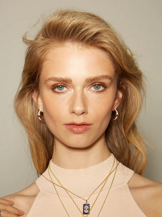 Disc Enamel & Ruby Hoop Earrings