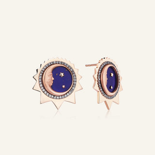 Hilal Ay Lapis Lazuli Taşı Küpe