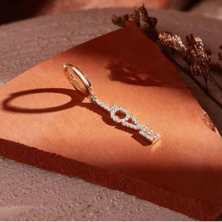 Love Mantra Sarı Altın Pırlanta Küpe