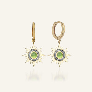 Mini Ray Peridot Taşlı Küpe