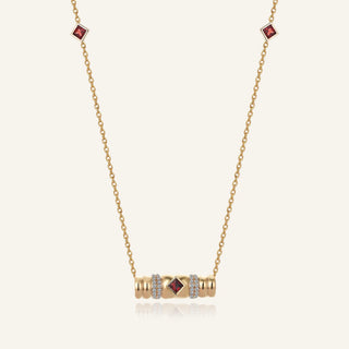 Morphose02 Sarı Altın Garnet Taşlı Kolye