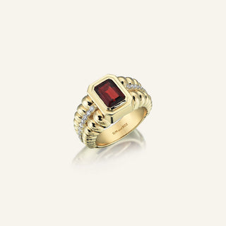 Morphose02 Sarı Altın Garnet Taşlı Yüzük