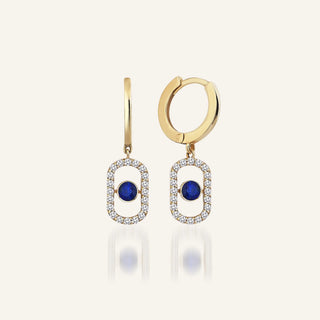 Orb Sarı Altın Safir Sallantılı Küpe