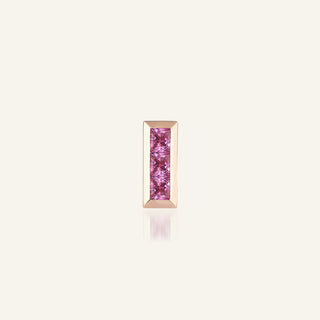 Pembe Safir Bar Kırmızı Altın Stud Küpe