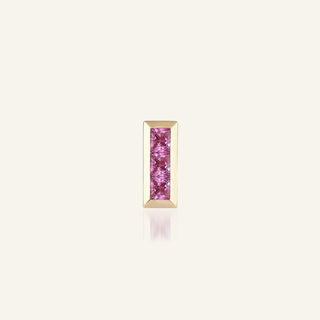 Pembe Safir Bar Sarı Altın Stud Küpe