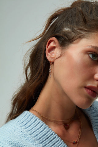 Power Mantra Kırmızı Altın Pırlanta Küpe