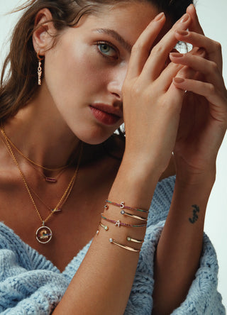 Power Mantra Kırmızı Altın Pırlanta Küpe