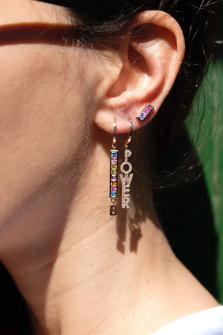 Power Mantra Kırmızı Altın Pırlanta Küpe