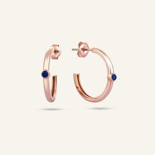 Safir Kırmızı Altın Halka Küpe