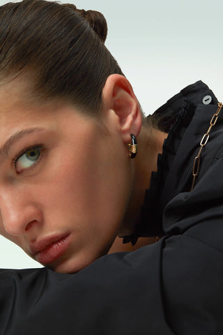 Torque Black Enamel Hoop Earrings