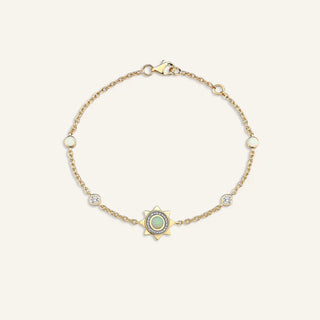Beam Charm Sarı Altın Opal Taşlı Bilezik