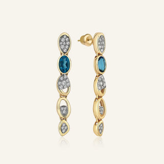 Loops Topaz & Pırlanta Sallantılı Küpe