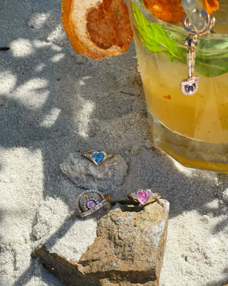 Love Pembe Safir Kalp Yüzük