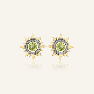 Mini Ray Peridot Taşlı Stud Küpe