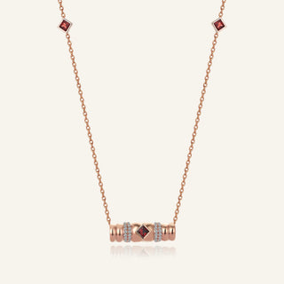 Morphose02 Kırmızı Altın Garnet Taşlı Kolye