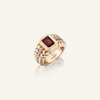 Morphose02 Kırmızı Altın Garnet Taşlı Yüzük