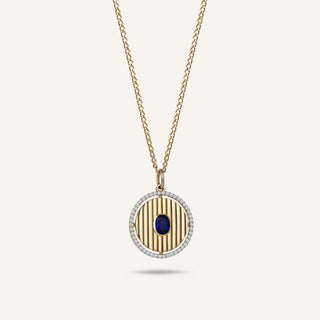 Orb Sarı Altın Safir Taşlı Pırlanta Kolye
