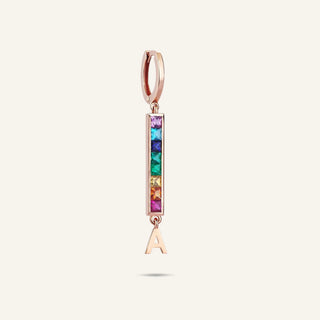 Rainbow A Harfi Kırmızı Altın Küpe