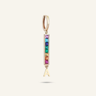 Rainbow A Harfi Sarı Altın Küpe