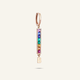 Rainbow B Harfi Kırmızı Altın Küpe