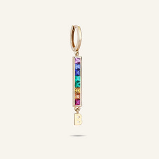 Rainbow B Harfi Sarı Altın Küpe