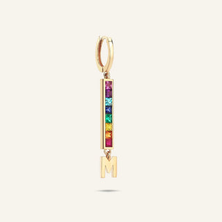 Rainbow M Harfi Sarı Altın Küpe