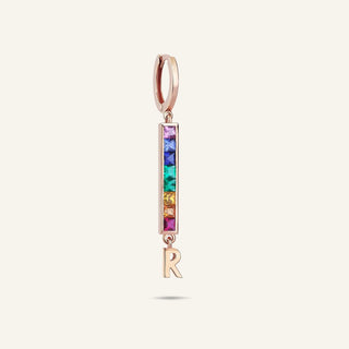 Rainbow R Harfi Kırmızı Altın Küpe