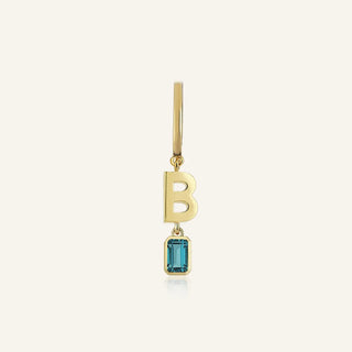 Topaz Taşı B Harfi Küpe