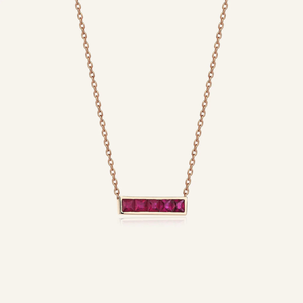 Ruby Bar Necklace in Rose Gold – Sim and Roz