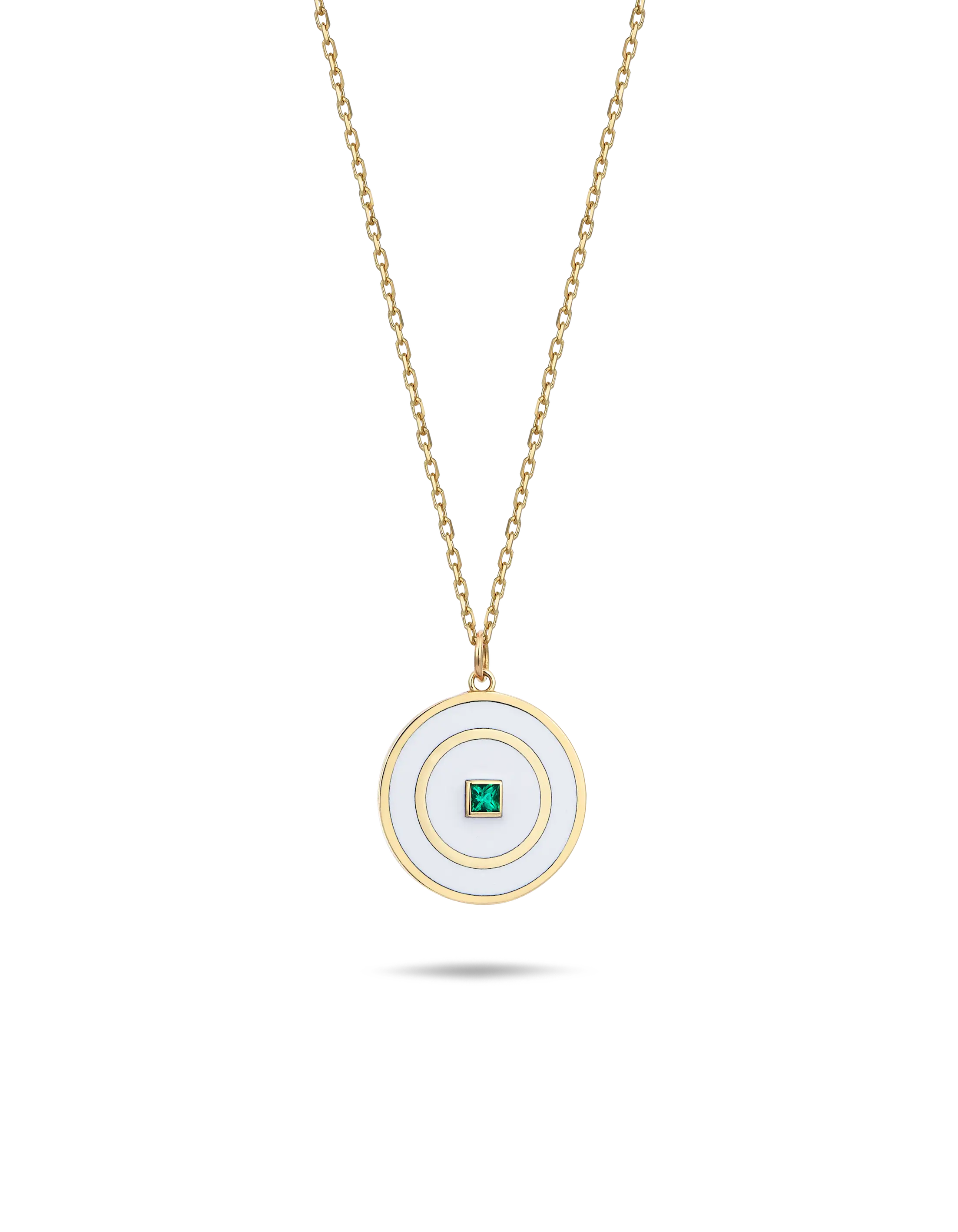 Disc Emerald Pendant Necklace