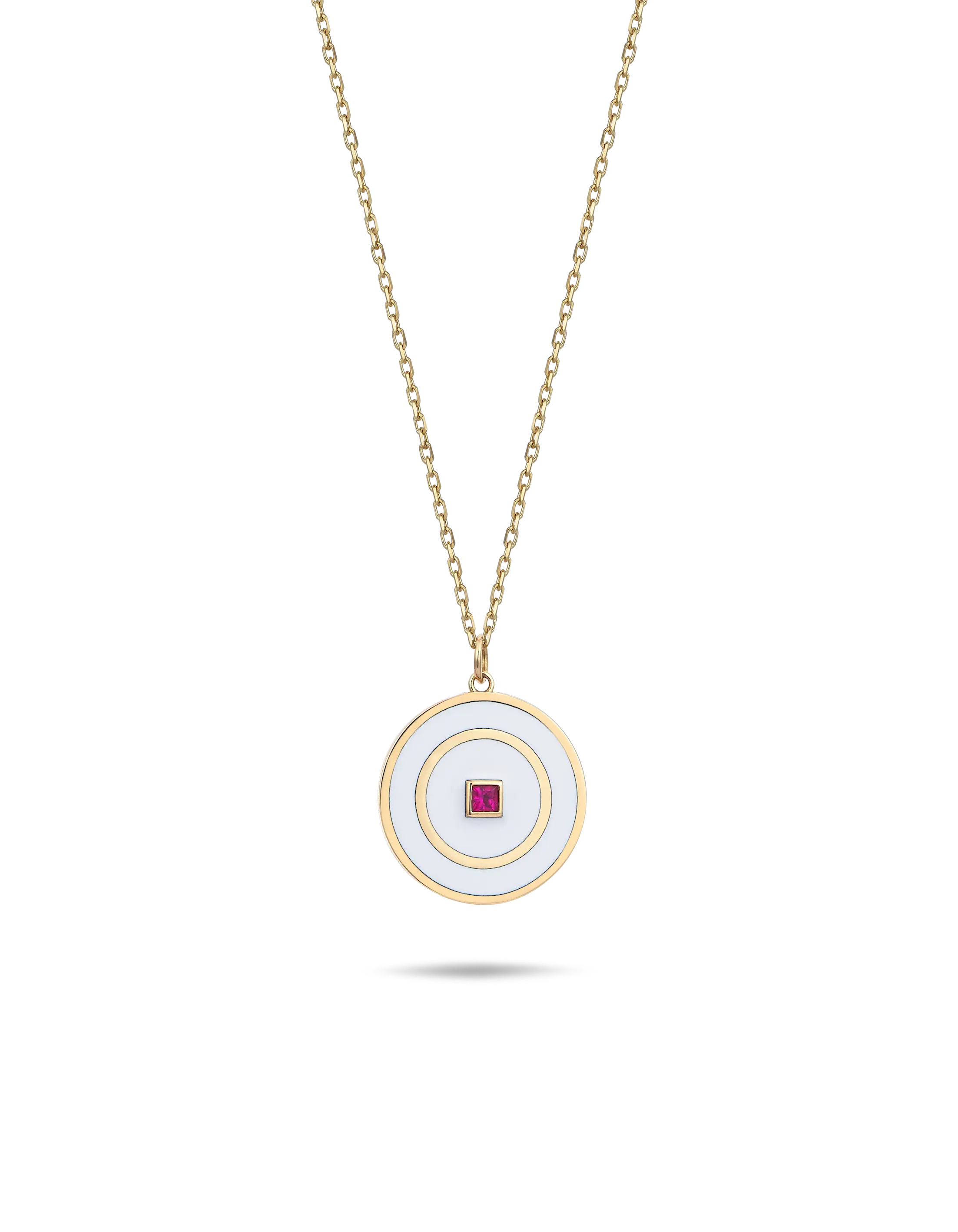 Disc Ruby Pendant Necklace