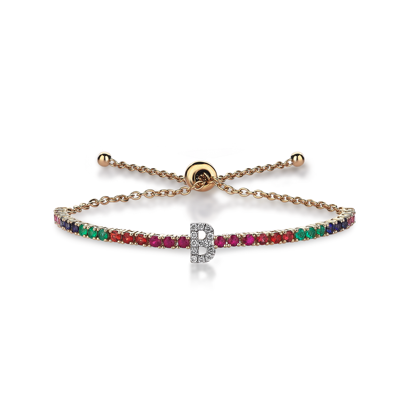 Rainbow Diamond Initial Bracelet