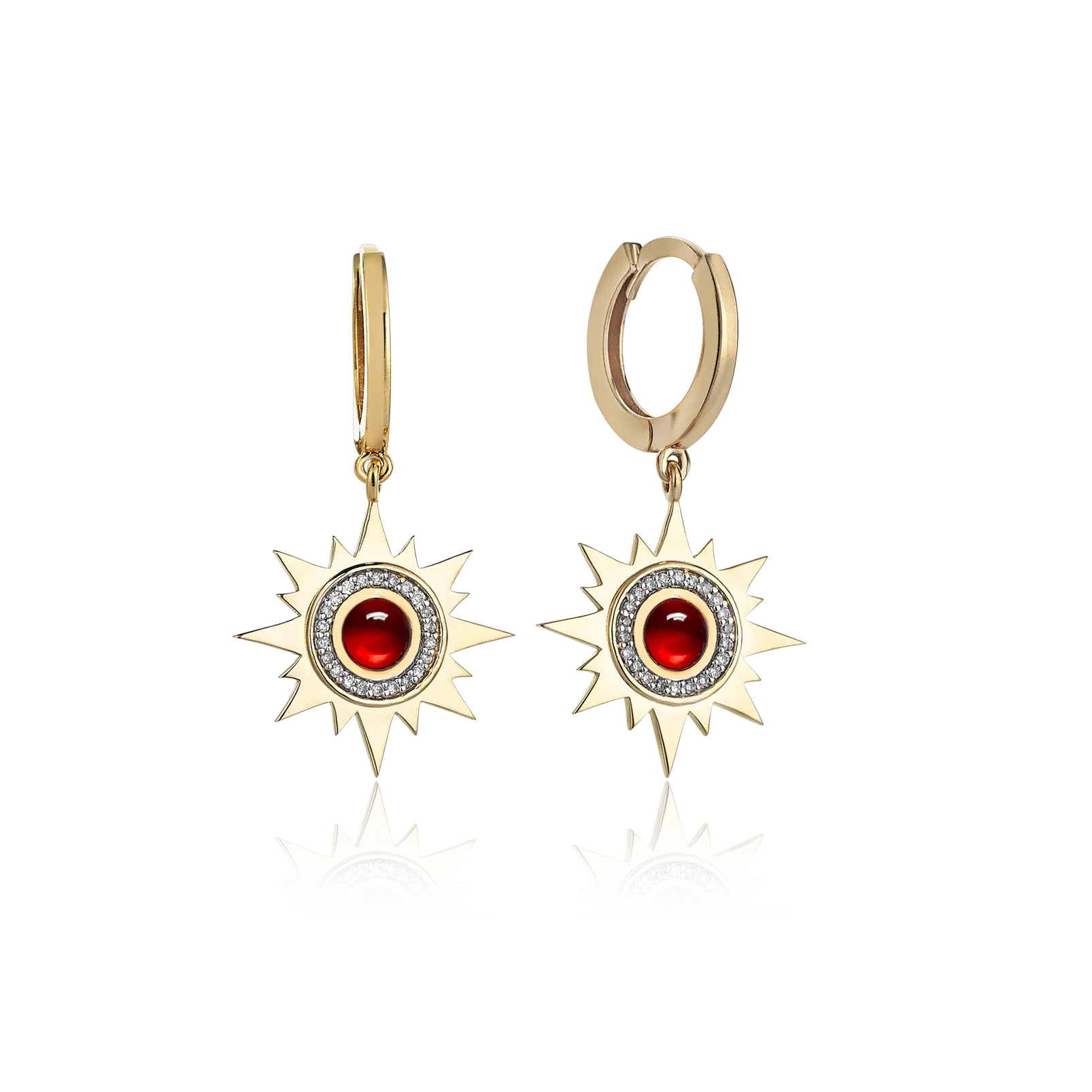 Mini Ray Garnet Earrings