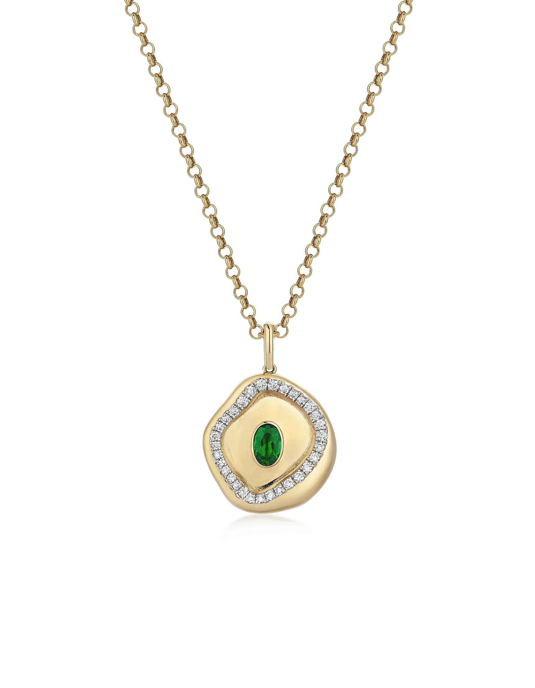 Treasured Diopside Diamond Pendant Necklace